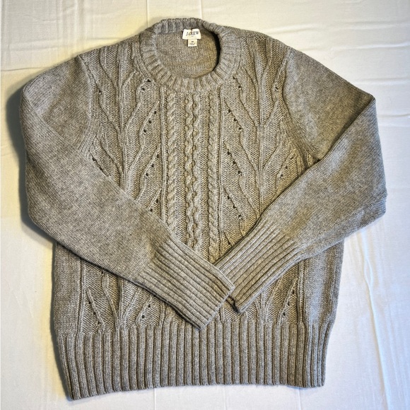 J. Crew Sweaters - J. Crew Light Gray Cable Knit Crewneck Sweater